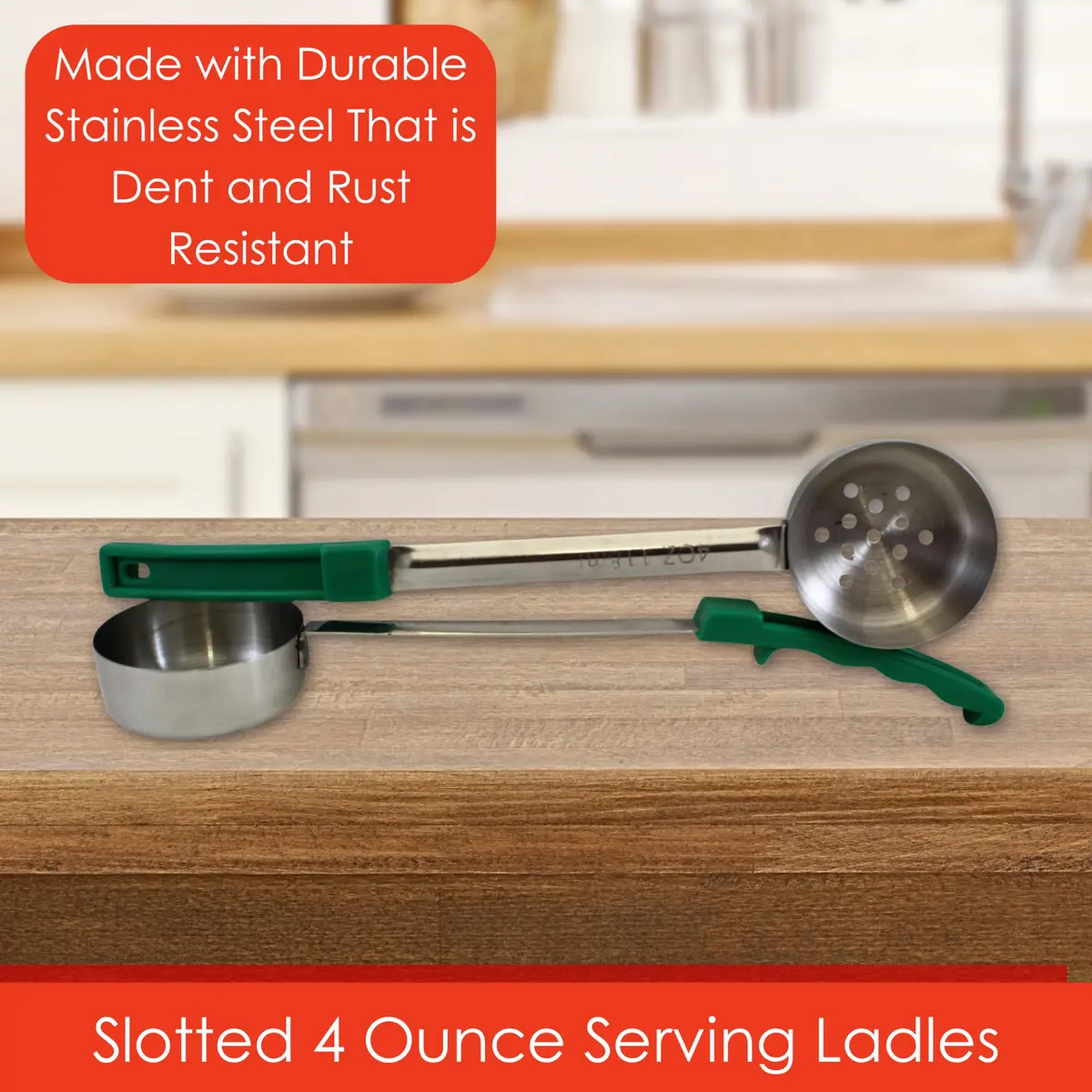 Habanerofire 4 oz Slotted Stainless Steel Portion Control Ladle Spoodle - Pack of 2 | Commercial Grade for Draining & Serving Pasta, Veggies - view 3