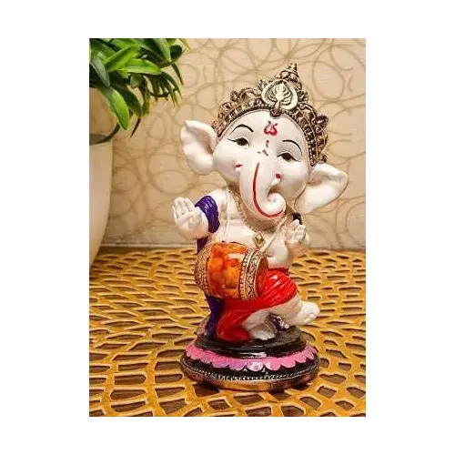 Mahi Home Decor Dancing Ganesha Figurine 6.2cm (2.44in) | Red Poly Resin Statue for Home & Office - main product image