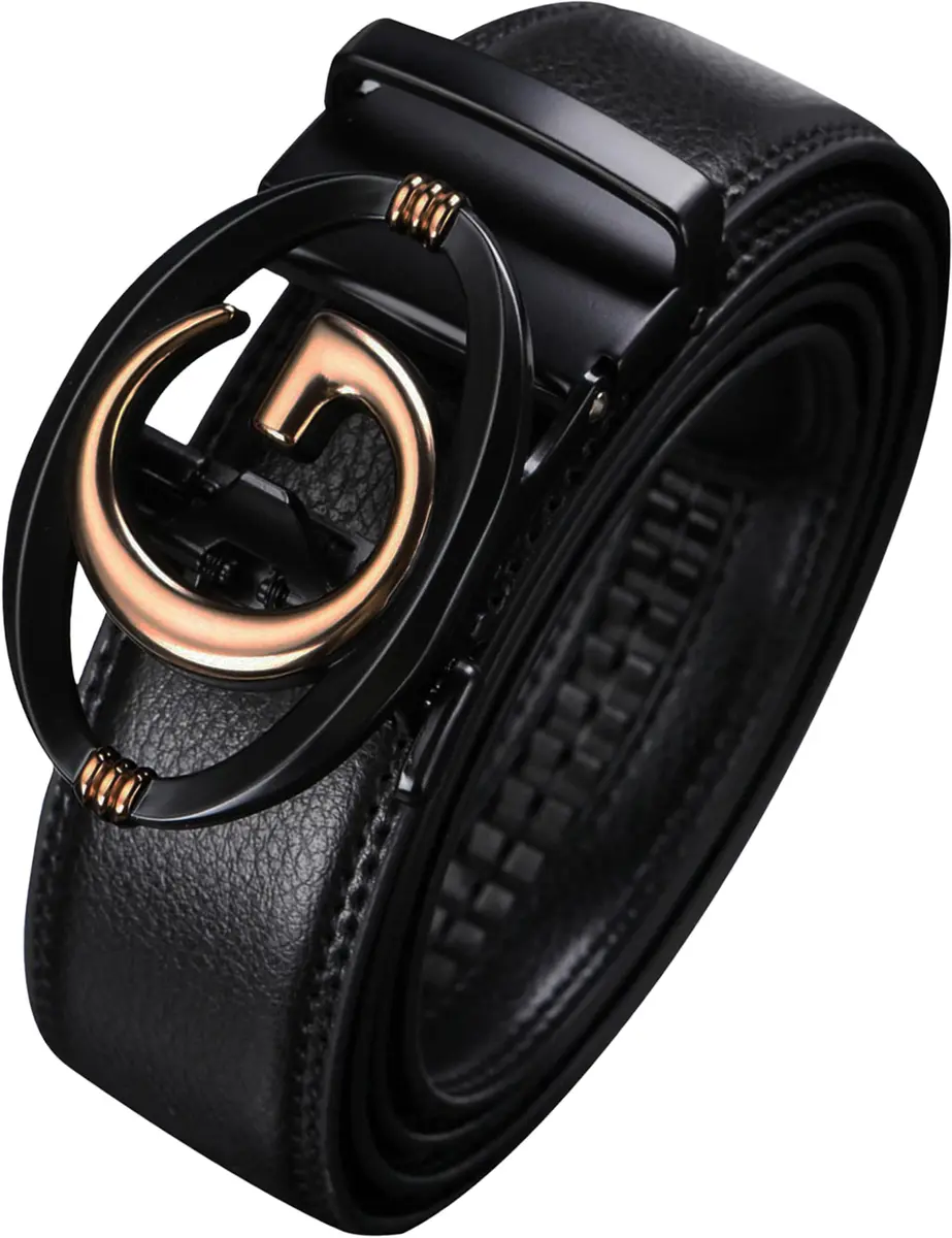 Civantiya Men's Ratchet Belt Leather Belt Adjustable 46-52" | Perfect Fit with Auto-Lock (Black Style 04, 1.38" Wide) - main product image