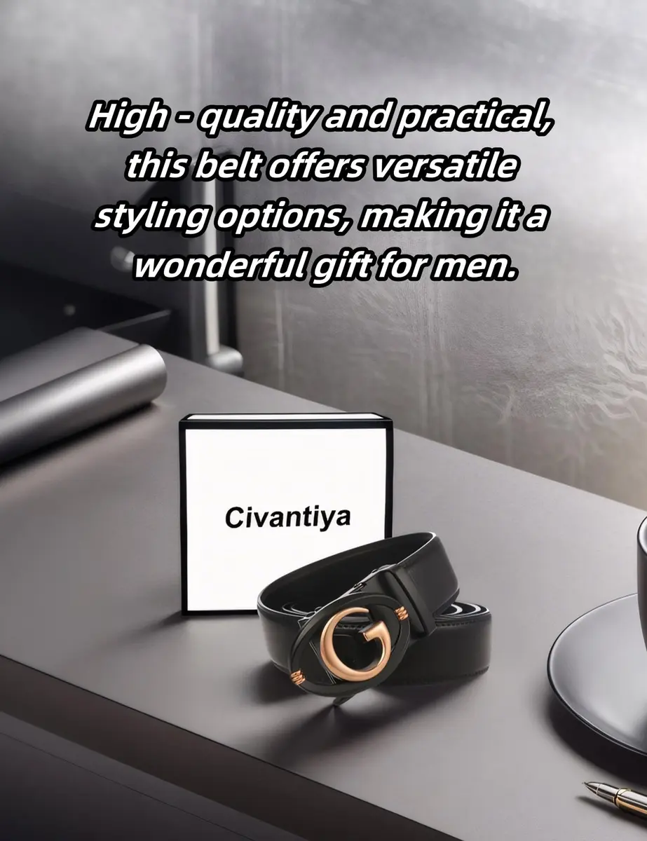 Civantiya Men's Ratchet Belt Leather Belt Adjustable 46-52" | Perfect Fit with Auto-Lock (Black Style 04, 1.38" Wide) - view 2