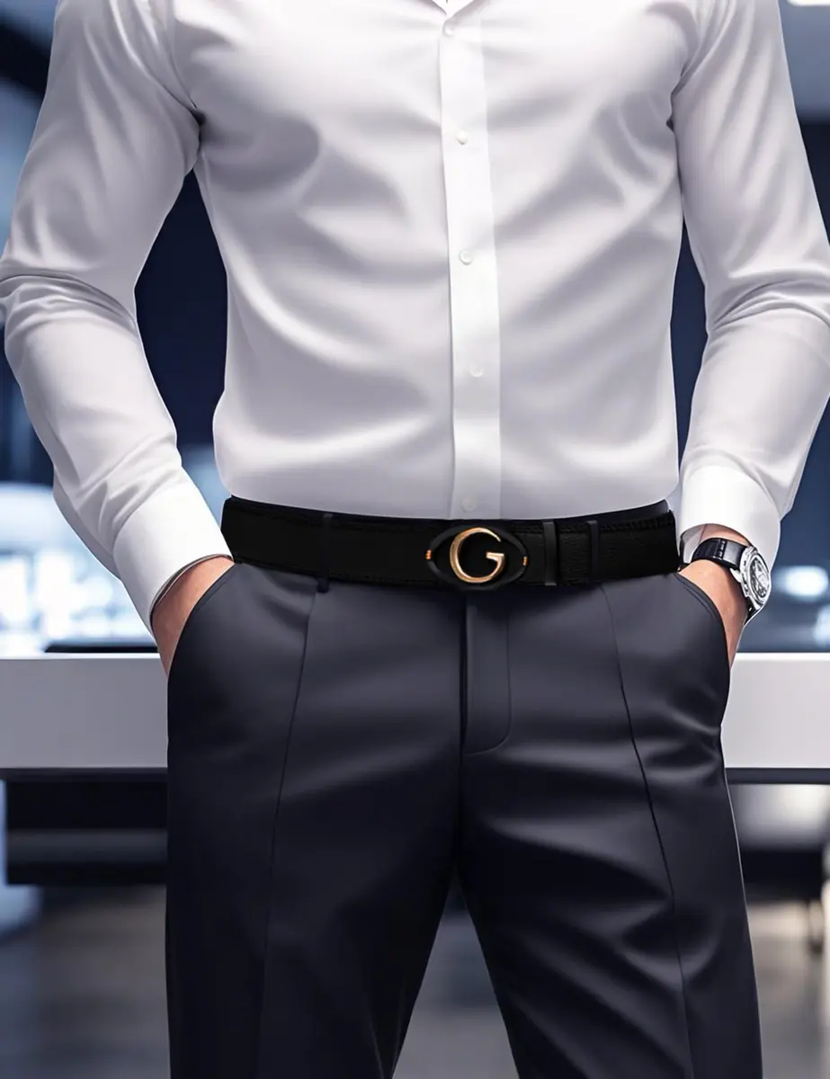 Civantiya Men's Ratchet Belt Leather Belt Adjustable 46-52" | Perfect Fit with Auto-Lock (Black Style 04, 1.38" Wide) - view 3
