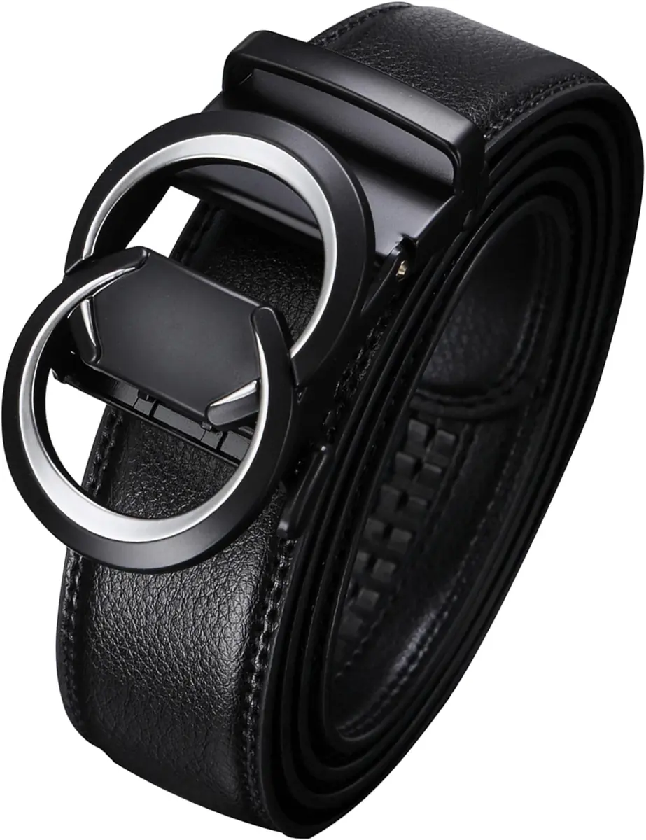 Civantiya Men's Ratchet Belt Leather Belt 36-42" | Perfect Fit with Auto-Lock (Black Style 01, 1.38" Wide) - main product image