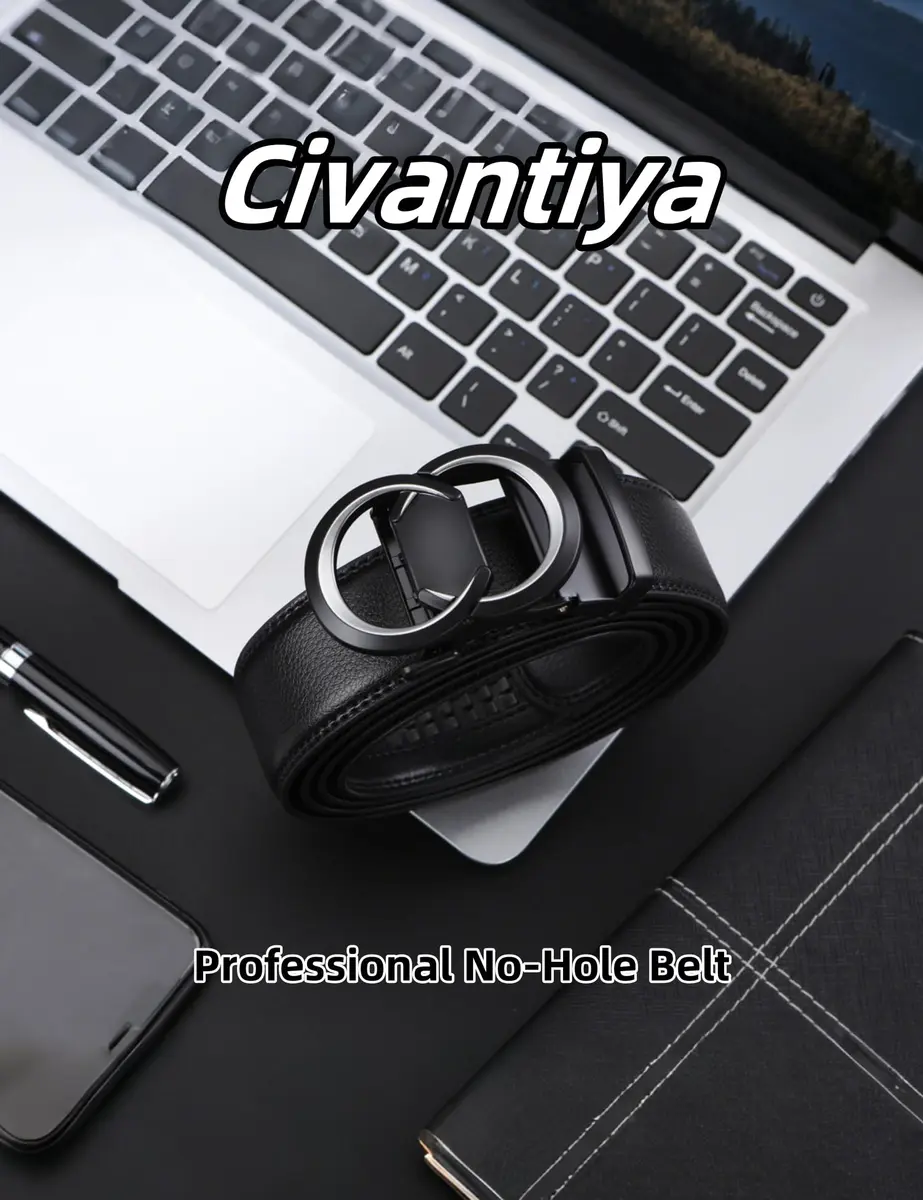Civantiya Men's Ratchet Belt Leather Belt 36-42" | Perfect Fit with Auto-Lock (Black Style 01, 1.38" Wide) - view 8
