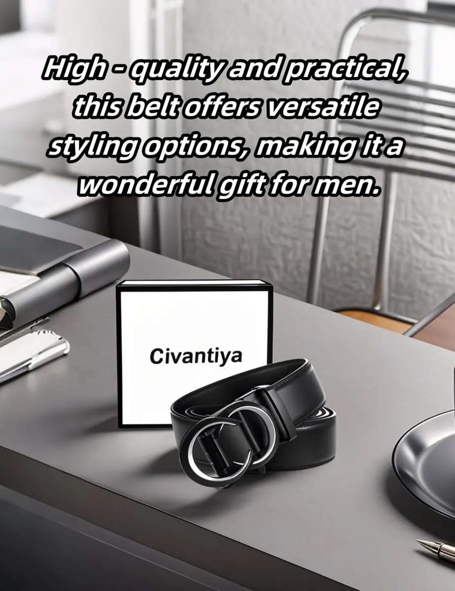 Civantiya Men's Ratchet Belt Leather Belt 36-42" | Perfect Fit with Auto-Lock (Black Style 01, 1.38" Wide) - view 2