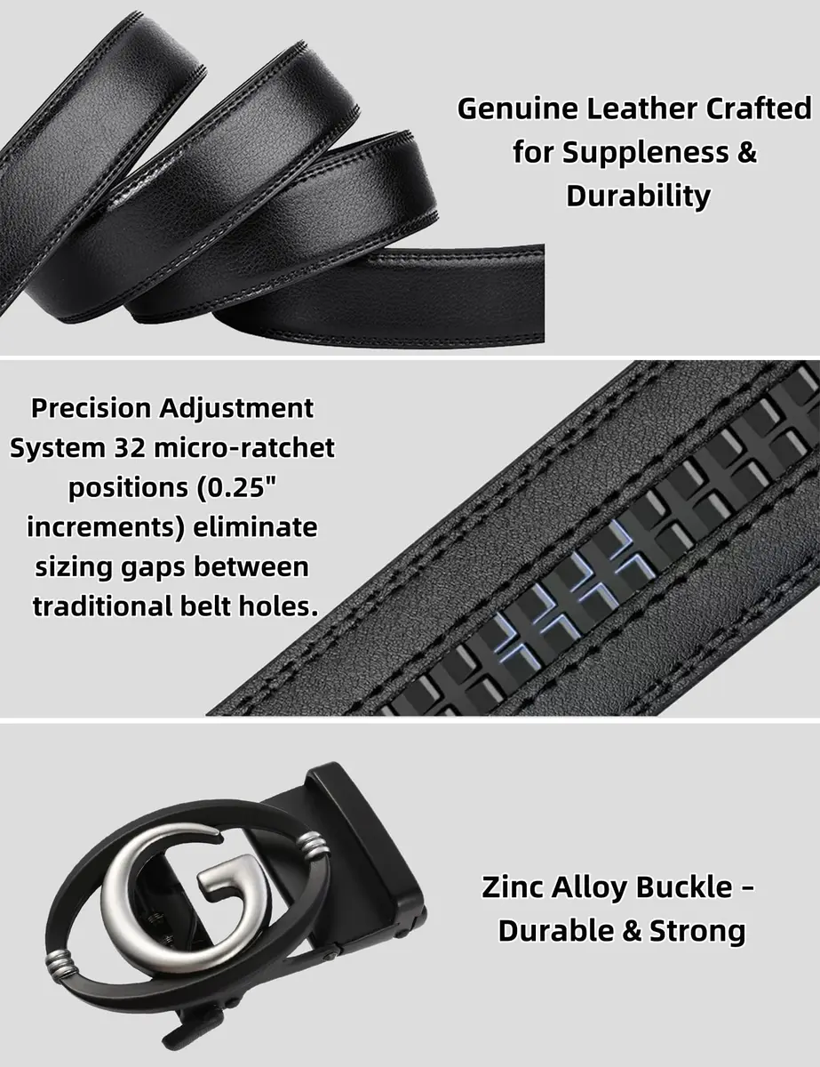 Civantiya Men's Ratchet Belt Leather Belt Adjustable for Men Gift 1 3/8-Inch | Perfect Fit & Urban Style - view 6