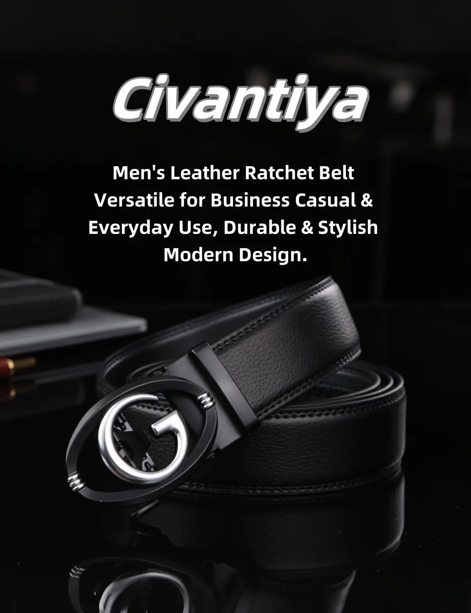 Civantiya Men's Ratchet Belt Leather Belt Adjustable for Men Gift 1 3/8-Inch | Perfect Fit & Urban Style - view 7