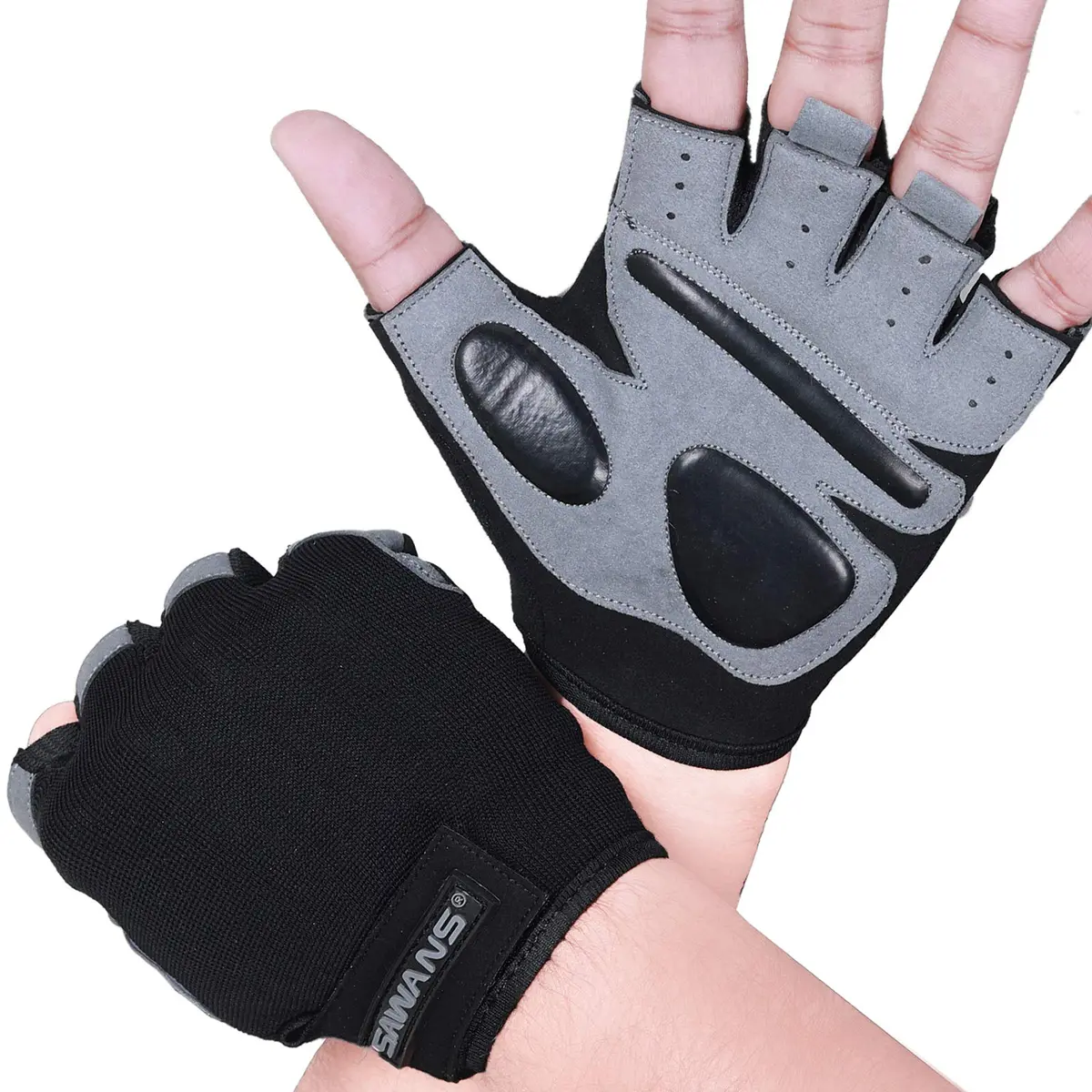 SAWANS Fitness Workout Gloves for Men Women | Breathable, Wrist Support & Padded Grip (M, Short Wrist) - main product image