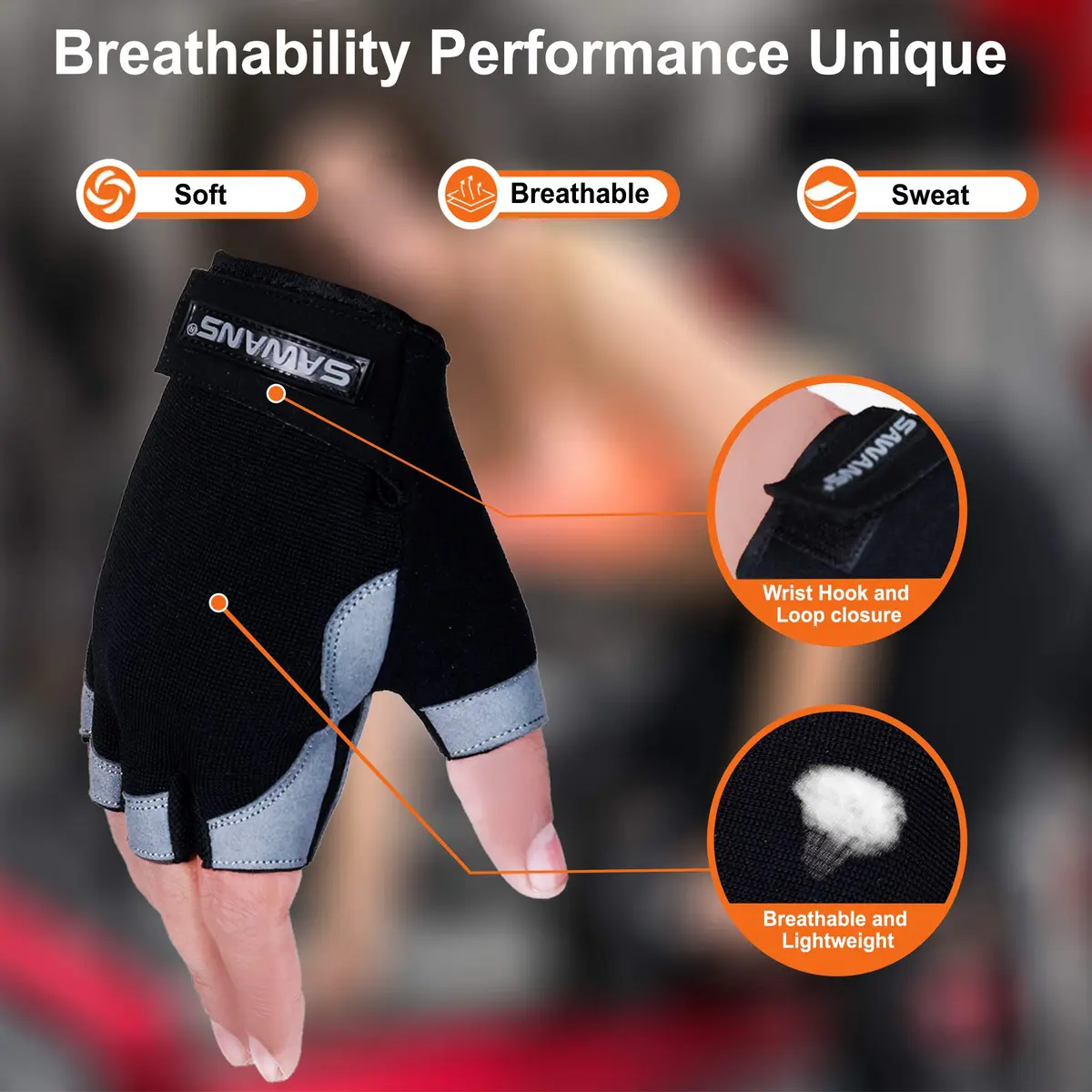 SAWANS Fitness Workout Gloves for Men Women | Breathable, Wrist Support & Padded Grip (M, Short Wrist) - view 2