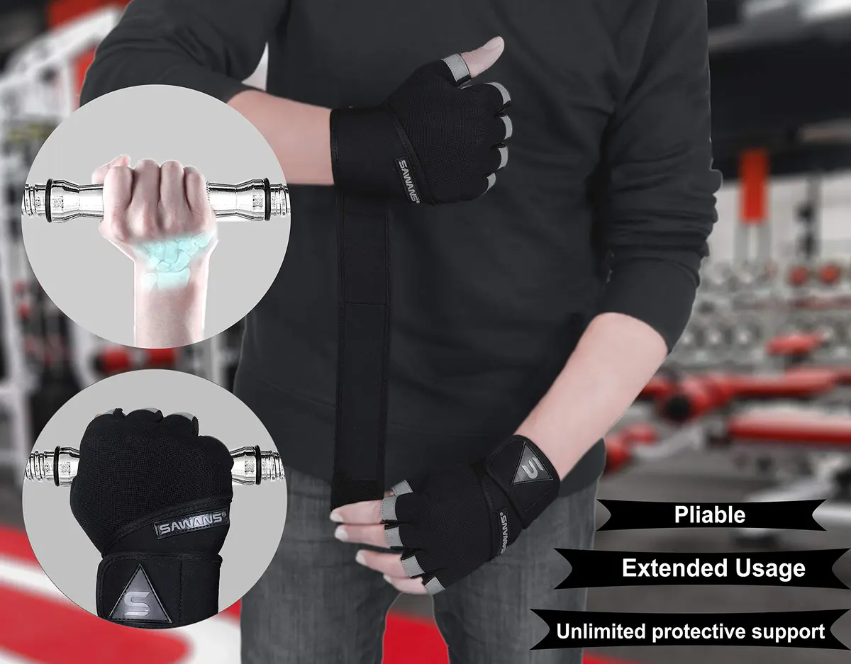 SAWANS Fitness Workout Gloves Gym Weight Lifting Gloves for Men Women Breathable Wrist Support M - view 3