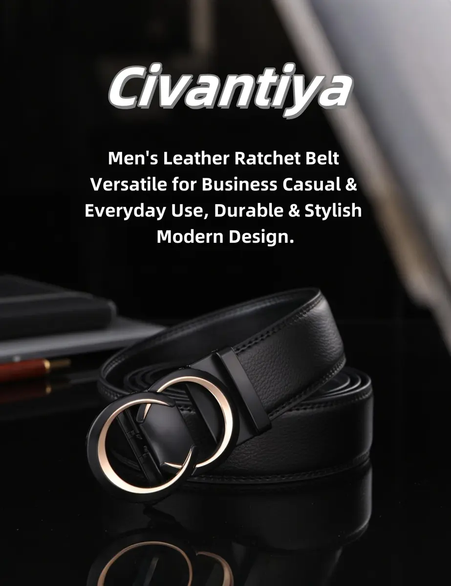 Civantiya Men's Ratchet Belt Leather Belt Adjustable for Men Gift 1 3/8 in (3.49 cm) | Perfect Fit & Urban Style - view 7