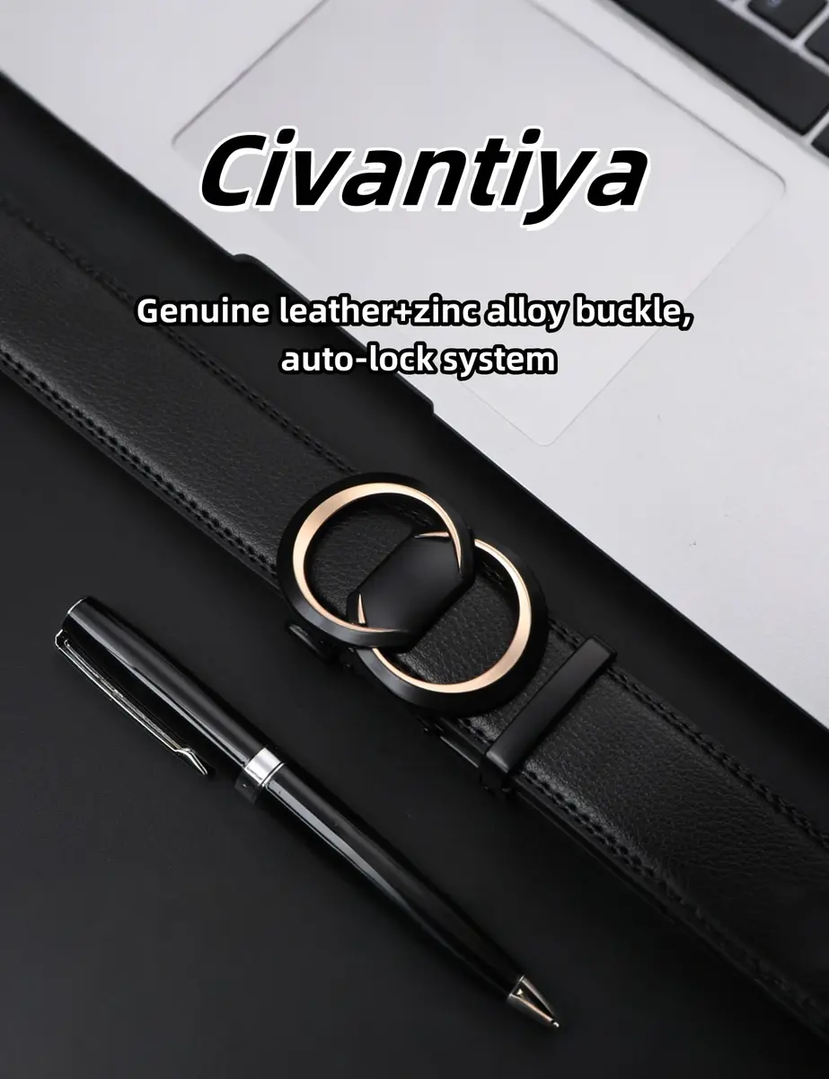 Civantiya Men's Ratchet Belt Leather Belt Adjustable for Men Gift 1 3/8 in (3.49 cm) | Perfect Fit & Urban Style - view 4