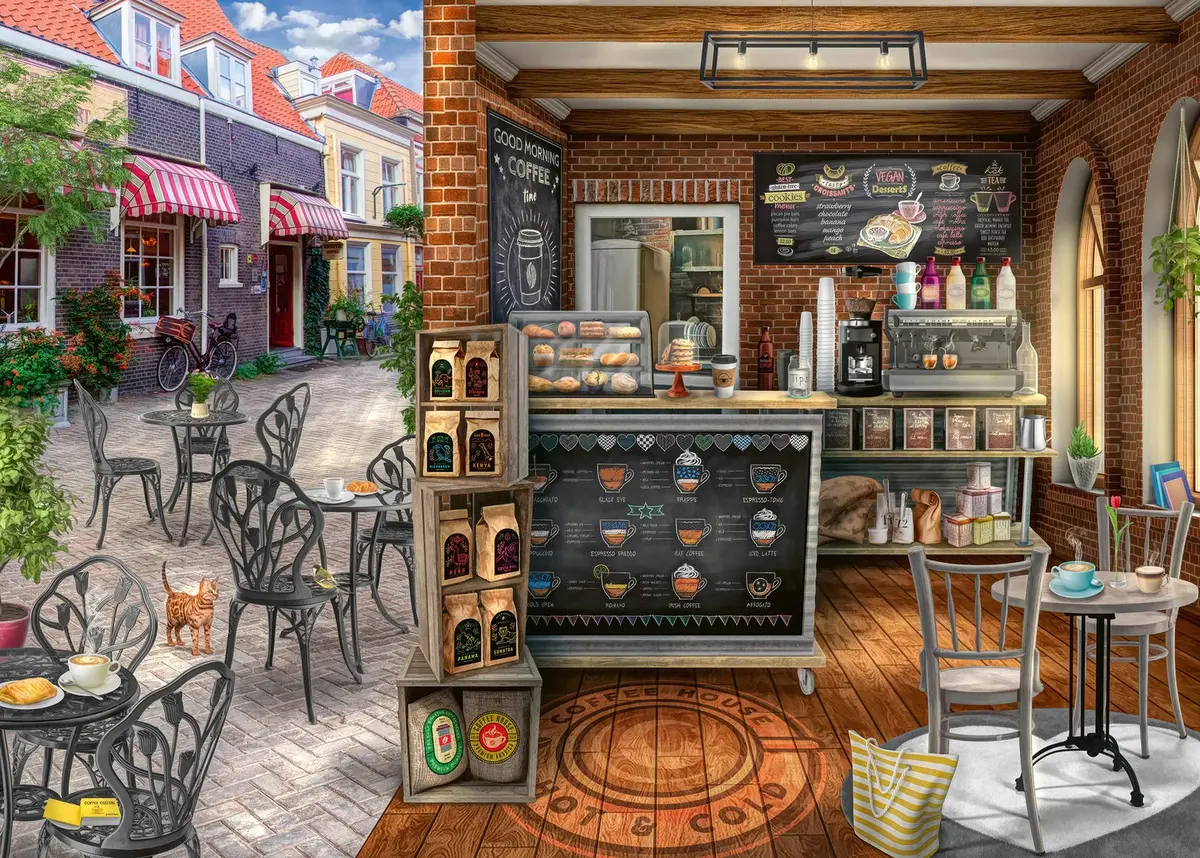 Ravensburger Quaint Cafe 1000 Piece Jigsaw Puzzle for Adults | Handcrafted Germany, Perfect Fit, Captivating Cafe Scene - main product image