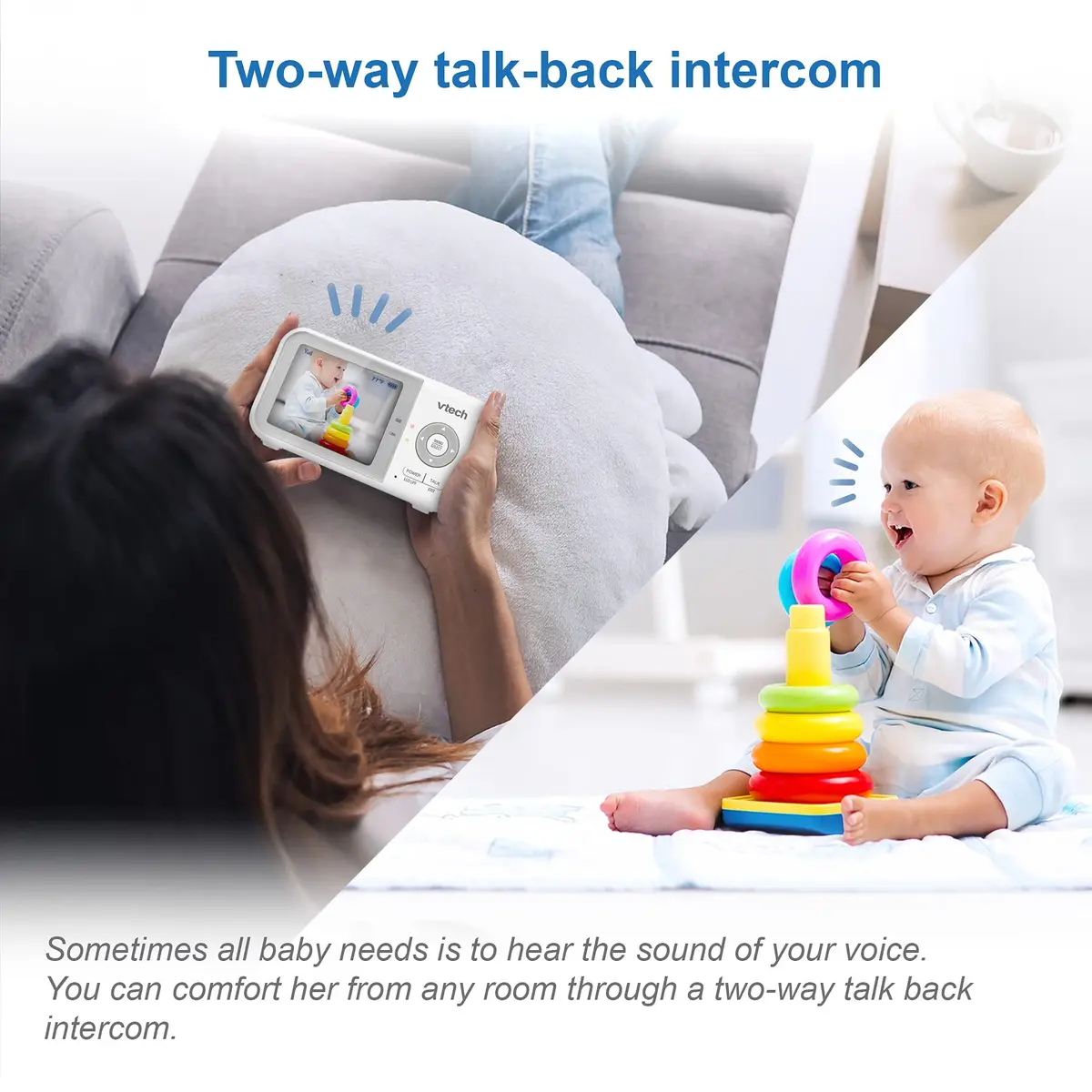 VTech VM923 Baby Monitor with Pan-Tilt-Zoom Camera | Secure FHSS Transmission, 19-Hour Battery, 2.8" Screen, 1000ft Range, Temp Sensor, 2-Way Talk - view 6