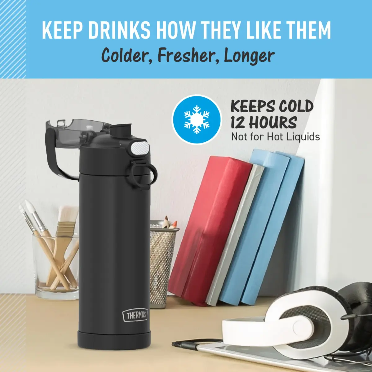 THERMOS FUNTAINER Water Bottle with Spout, 16oz (473ml) | Keeps Drinks Cold Up to 12 Hours - view 5