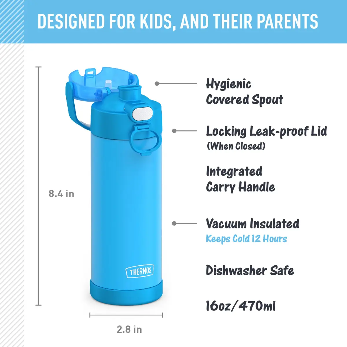 THERMOS FUNTAINER Water Bottle with Spout, 16oz (473ml) | Keeps Drinks Cold for 12 Hours - view 2