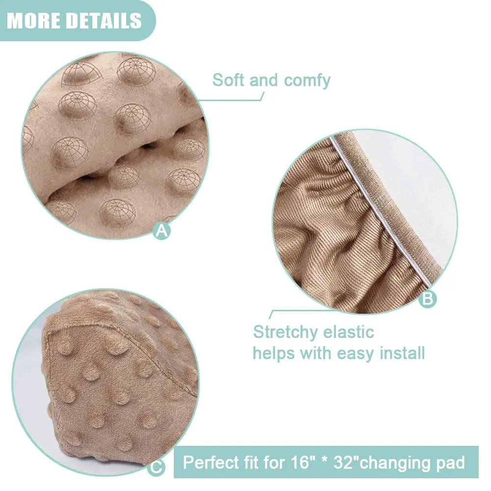 OWLOWLA Changing Pad Cover Soft Minky Table Sheets Baby Boys Girls | Ultra-Soft & Breathable, Fits Most Standard Pads, Easy to Wash, Khaki - view 3