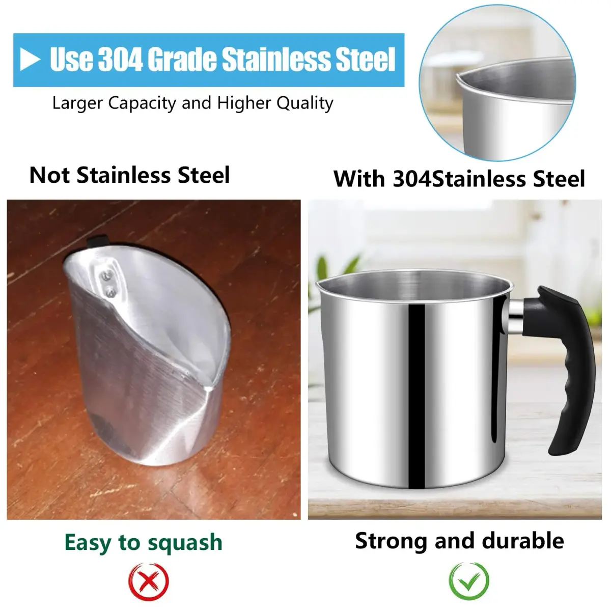 DINGPAI 1300ml (44oz) Stainless Steel Candle Pouring Pot with Spoon | Large Capacity for DIY Candle Making - view 4