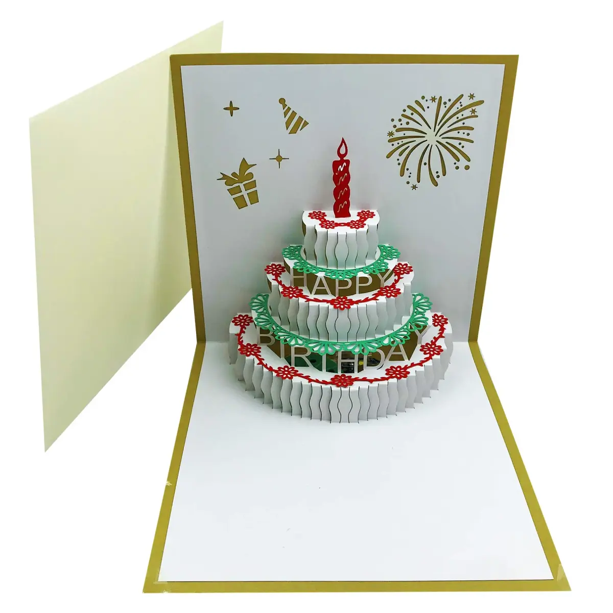 Akeydeco 3D Pop Up Birthday Card with Warming LED Light & Music | Handmade Musical Cake Design - view 5