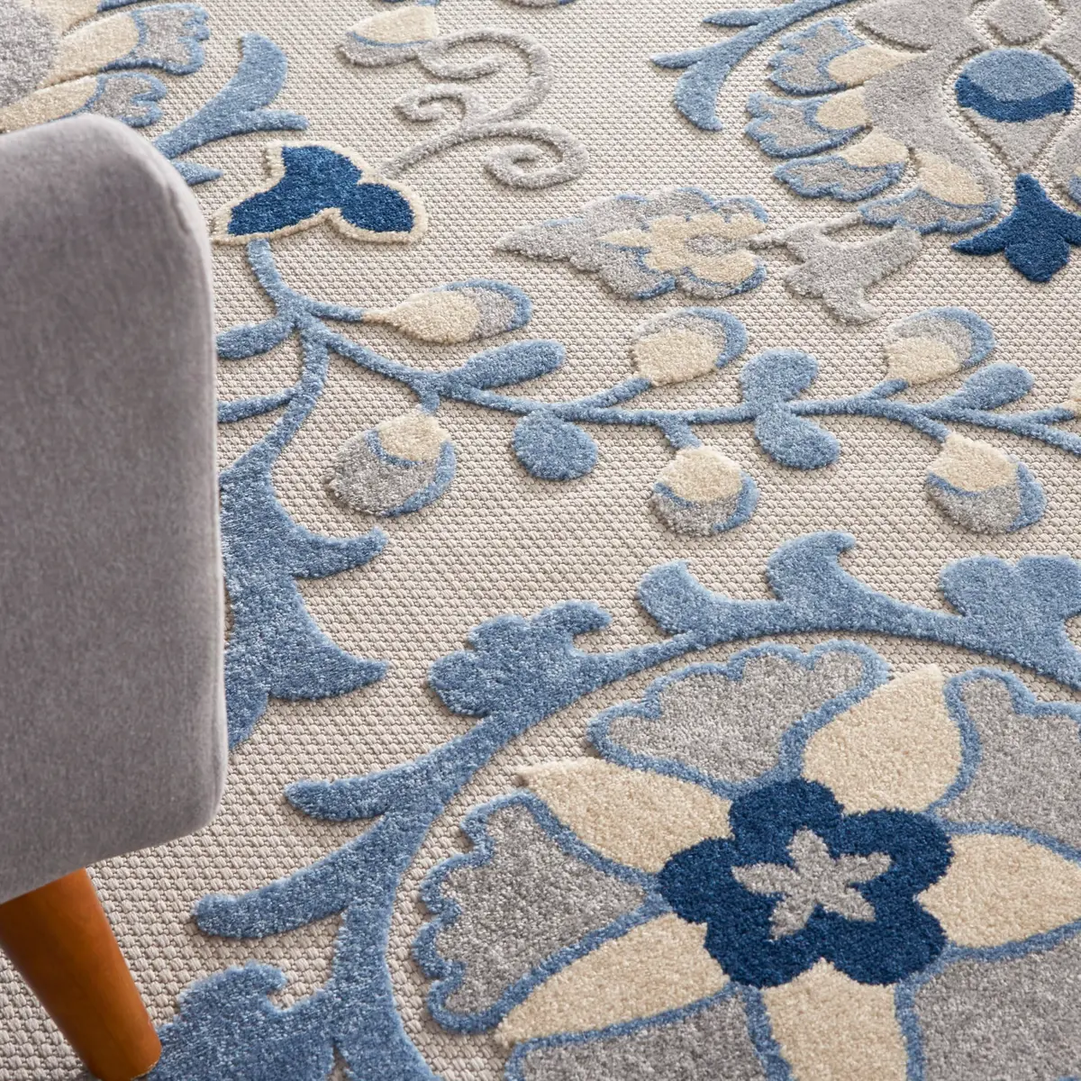 Nourison Home Aloha Blue Grey 9' x 12' Area Rug | Easy Clean, Non Shedding, Indoor/Outdoor Use - view 6