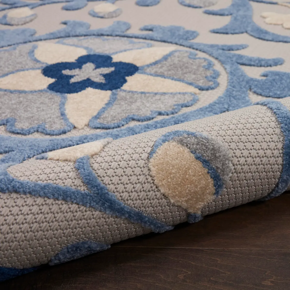 Nourison Home Aloha Blue Grey 9' x 12' Area Rug | Easy Clean, Non Shedding, Indoor/Outdoor Use - view 9