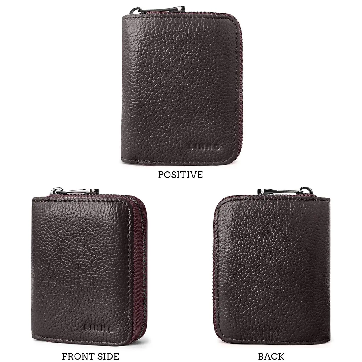 Linno RFID 20 Slots Credit Card Holder Genuine Leather Small Wallet with Zipper - view 5