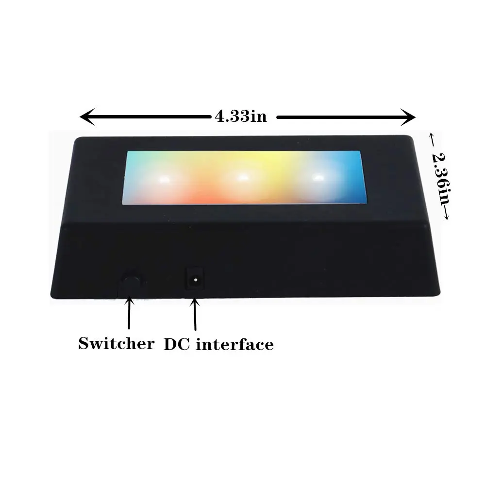 EUSTUMA LED Light Base Rectangle Display Stand Small Black | Color Changing Light for 3D Crystal Art - view 6
