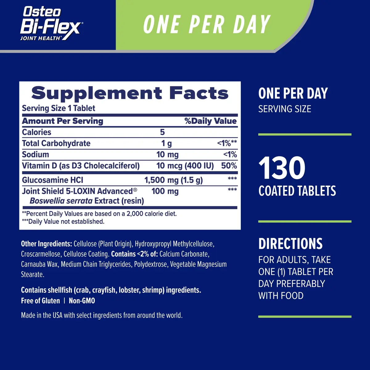 Osteo Bi-Flex One Per Day Vitamin D Supplement, 130 Coated Tablets | Supports Bone & Joint Health - view 2