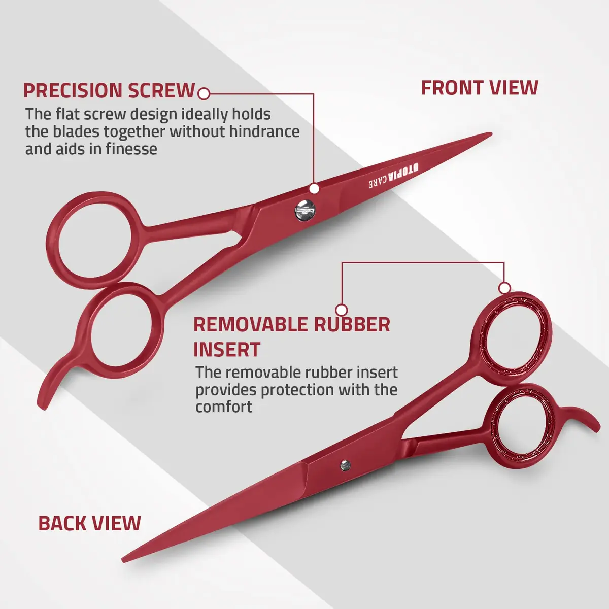 Utopia Care Hair Cutting & Hairdressing Scissors 6.5 Inch | Premium Stainless Steel Shears for Salon & Home Use, Red - view 3
