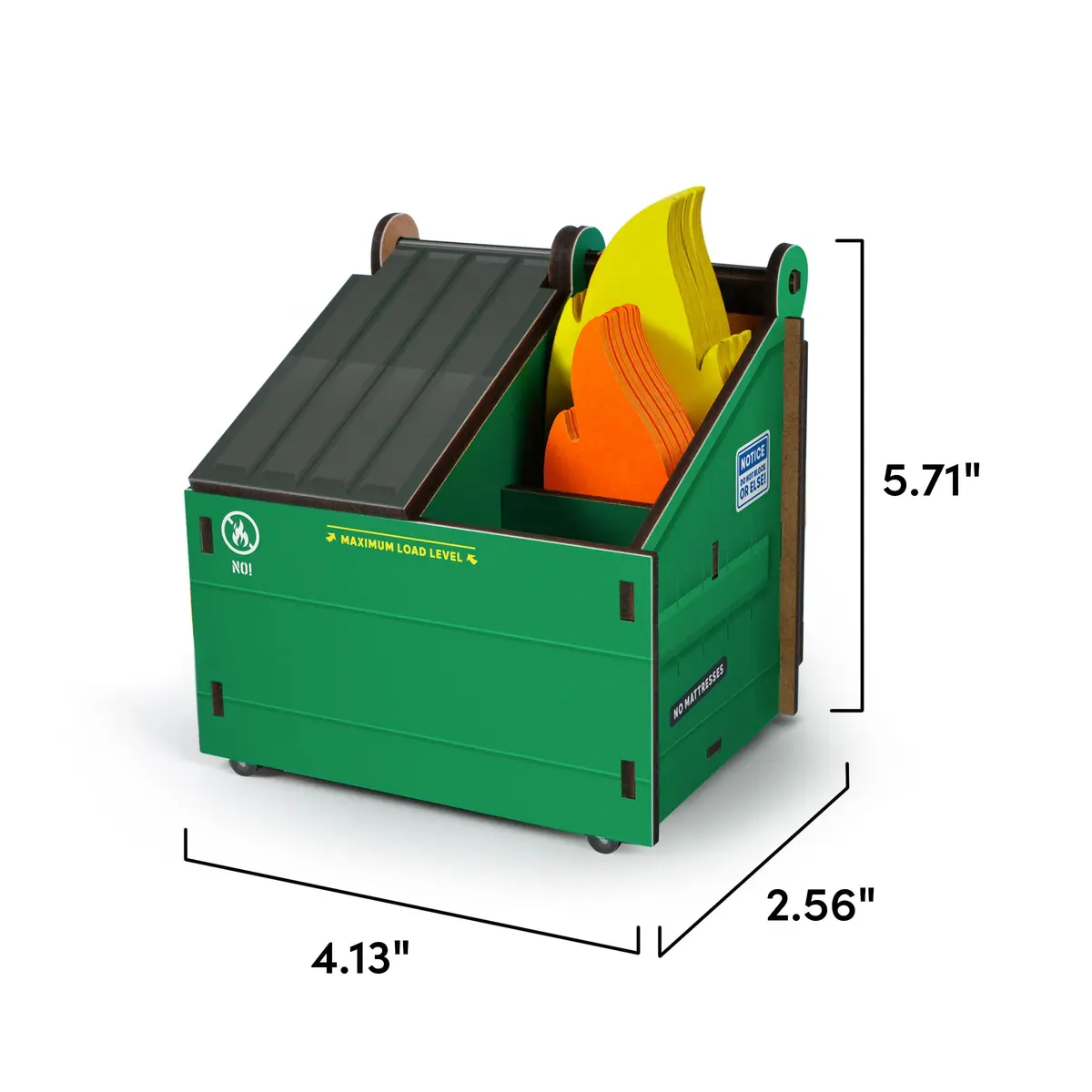 Fred & Friends Desk Dumpster Pencil Holder with Flame Note Cards | Unique Cube Organizer for Workspace - view 4