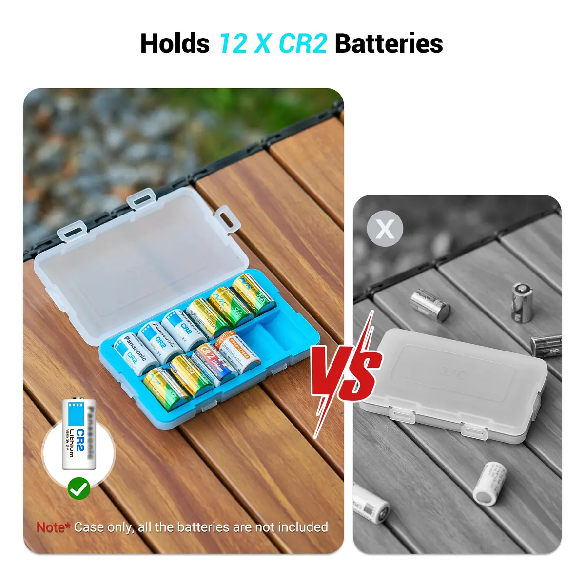 JJC CR2 Battery Case Holder, Storage Box for 12 x CR 2 CR15H270 Batteries | Compact & Durable - view 3