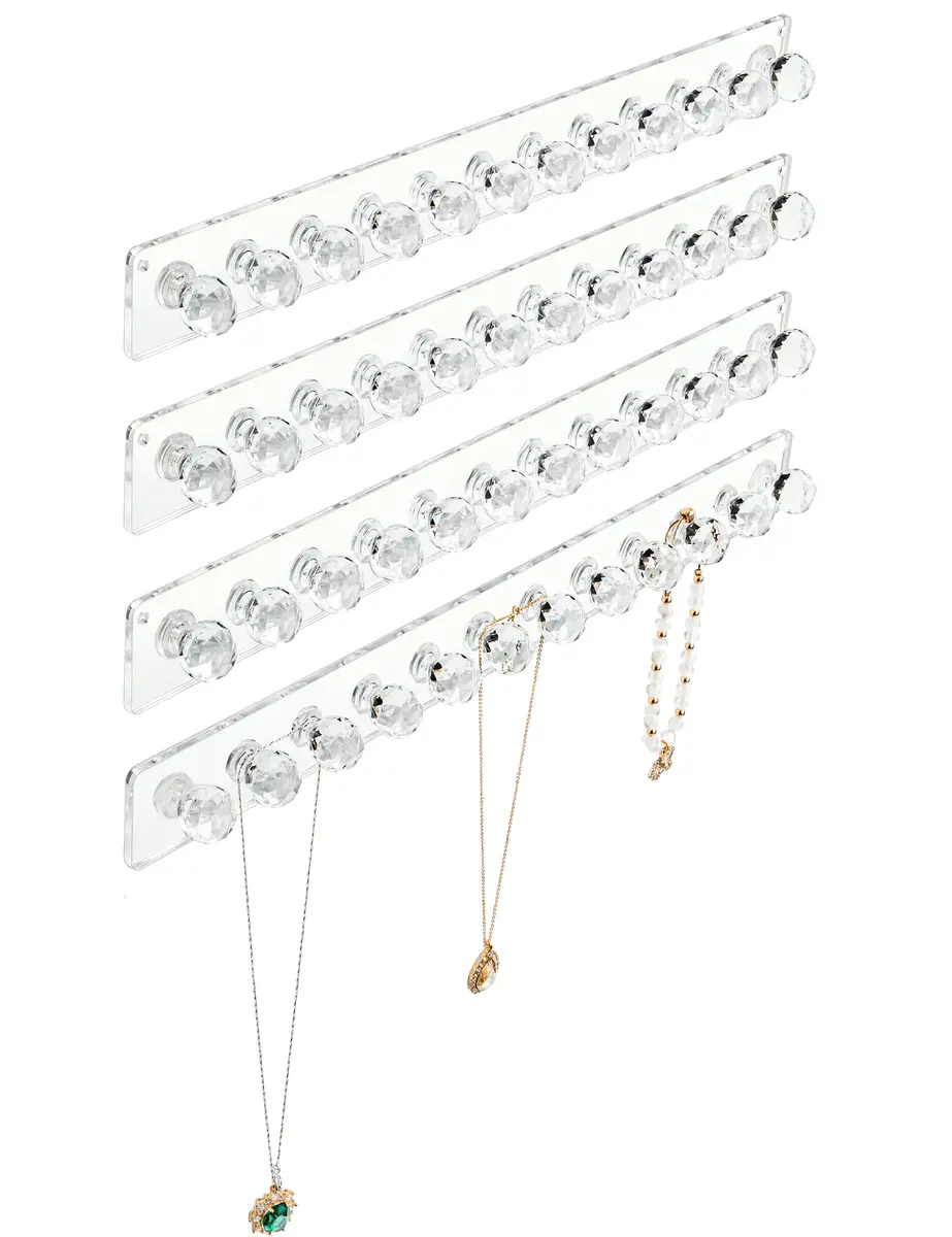 Heesch Necklace Hanger, Necklace Organizer, Acrylic Jewelry Wall Holder | Clear 4-Pack - main product image