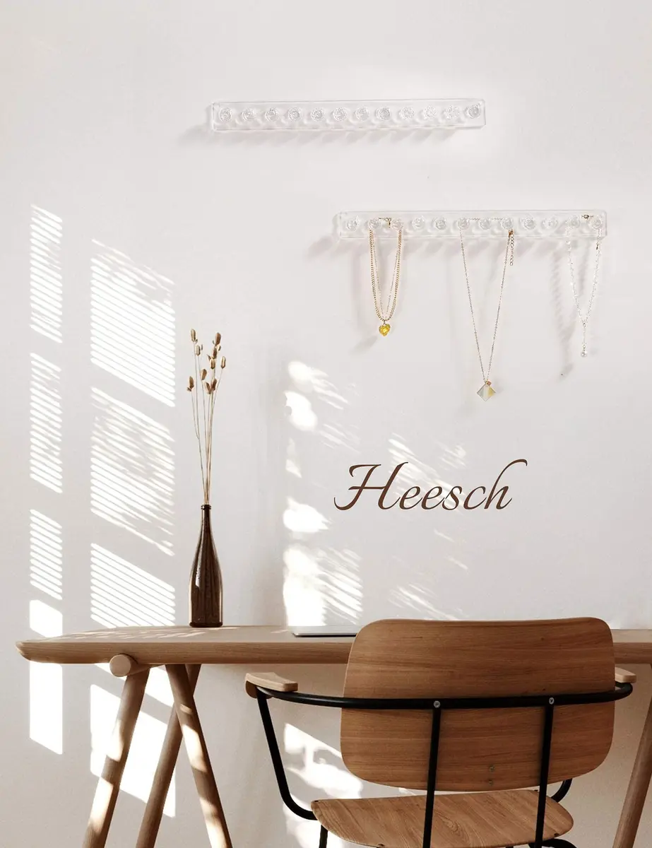 Heesch Necklace Hanger, Necklace Organizer, Acrylic Jewelry Wall Holder | Clear 4-Pack - view 5