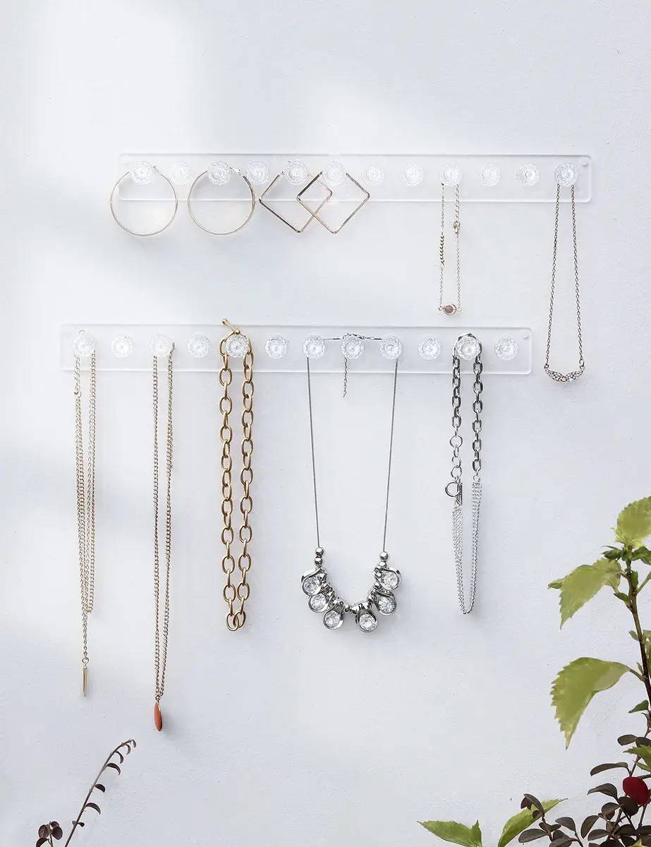 Heesch Necklace Hanger, Wall Necklace Holder, Acrylic Jewelry Organizer | Clear 2-Pack - view 6