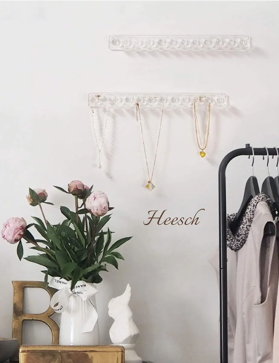 Heesch Necklace Hanger, Wall Necklace Holder, Acrylic Jewelry Organizer | Clear 2-Pack - view 8