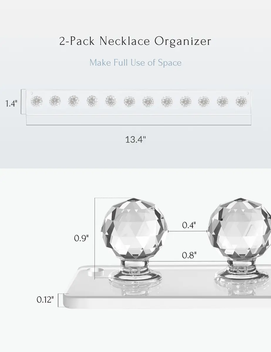 Heesch Necklace Hanger, Wall Necklace Holder, Acrylic Jewelry Organizer | Clear 2-Pack - view 2