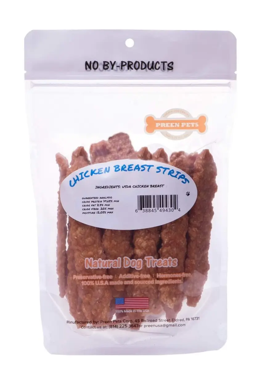 Preen Pets Chicken Breast Strips *Crunchy* Dog Treats 4oz | USA Chicken, High Protein & All-Natural - view 2
