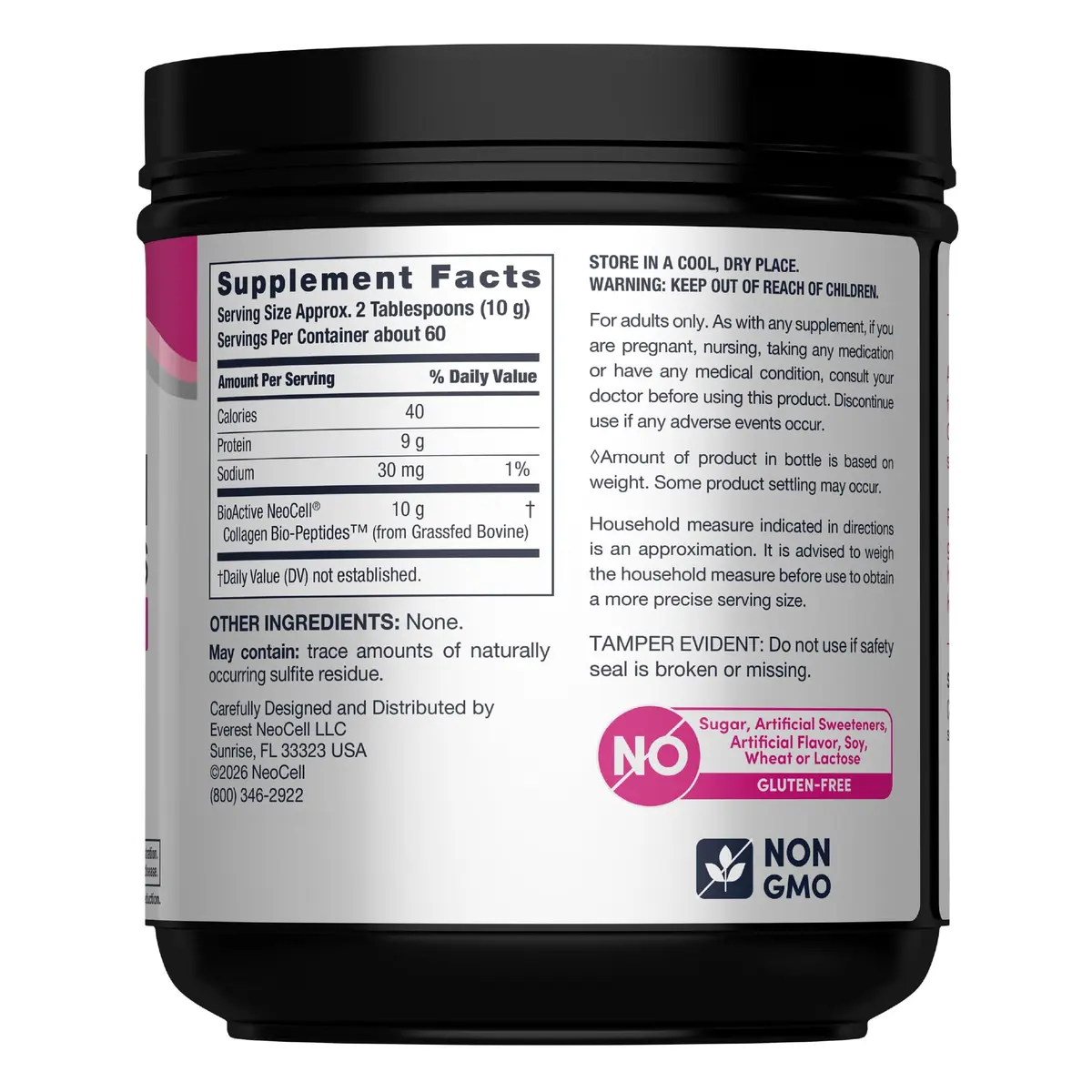 NeoCell Grassfed Collagen Peptides Powder 603g (21.2 oz) | Types 1 & 3 for Hair, Skin, Nails & Joints - view 2