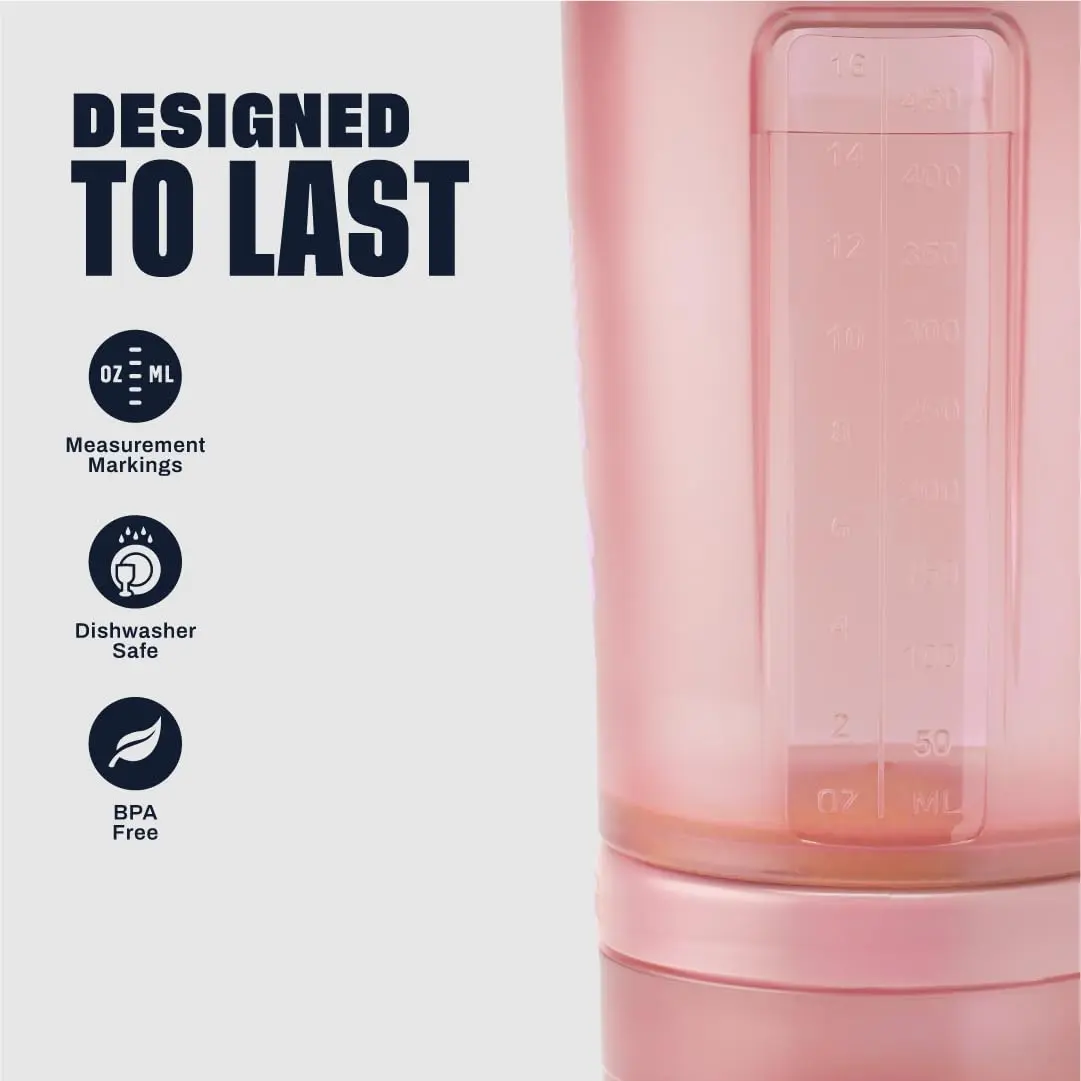 BlenderBottle ProStak Shaker Bottle with Pill Organizer, 621 ml (22 oz) Rose Pink | Leak-Proof & BPA-Free - view 5