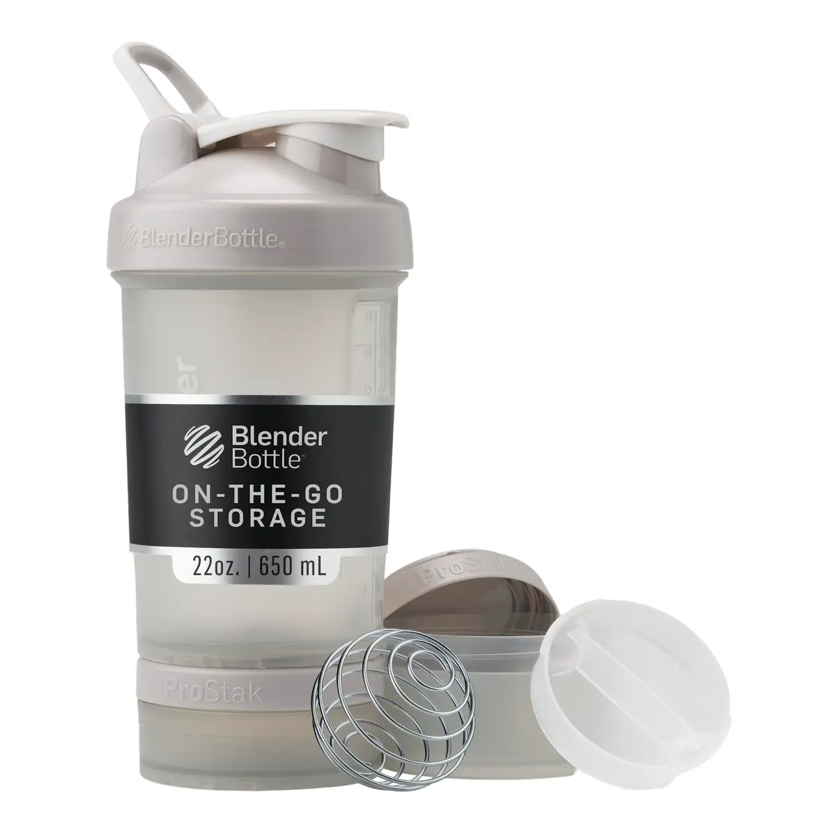 BlenderBottle ProStak Shaker Bottle with Pill Organizer & Storage Jars 710ml (24 oz) Smoke Grey | Leak-Proof, BPA-Free, Dishwasher Safe - main product image