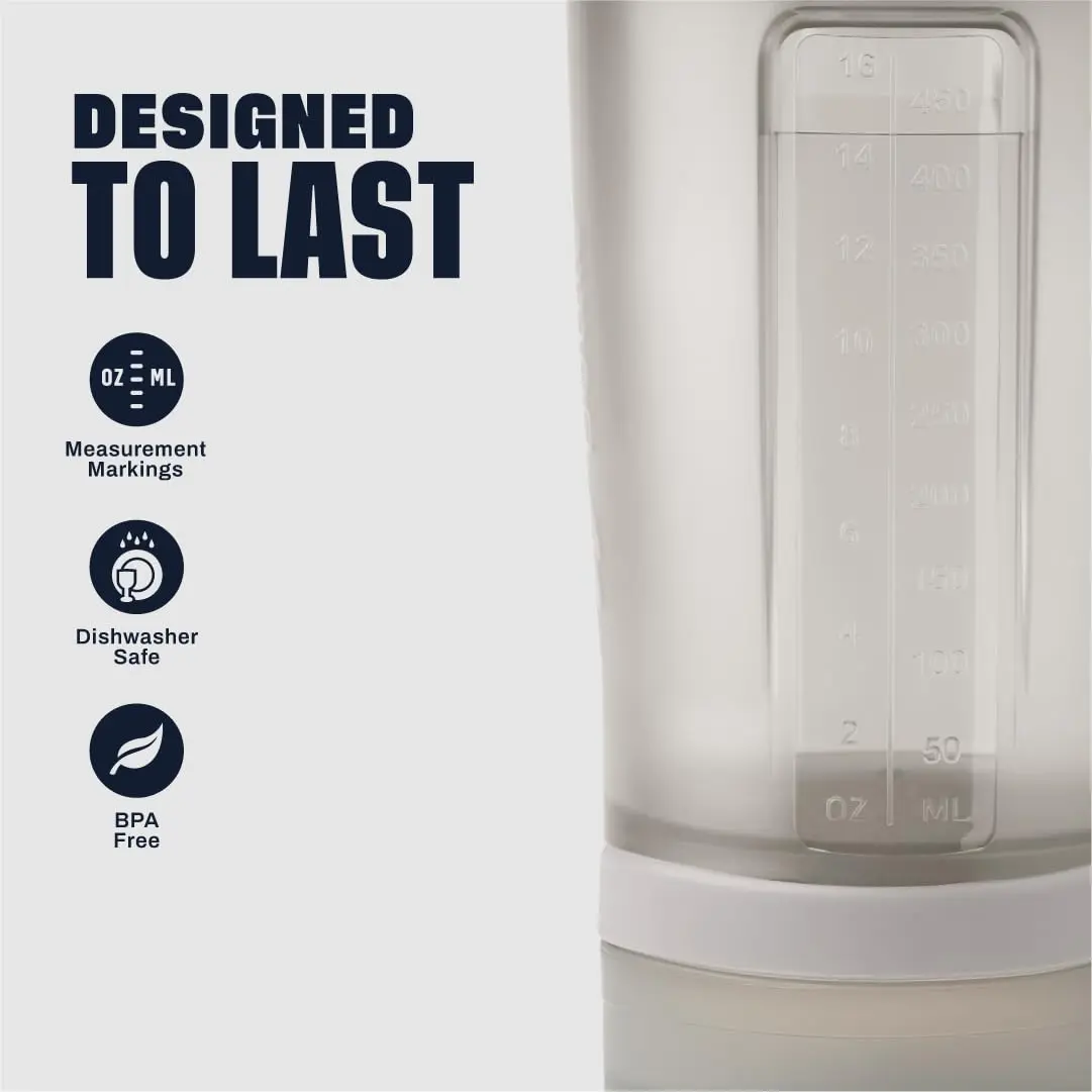 BlenderBottle ProStak Shaker Bottle with Pill Organizer & Storage Jars 710ml (24 oz) Smoke Grey | Leak-Proof, BPA-Free, Dishwasher Safe - view 5