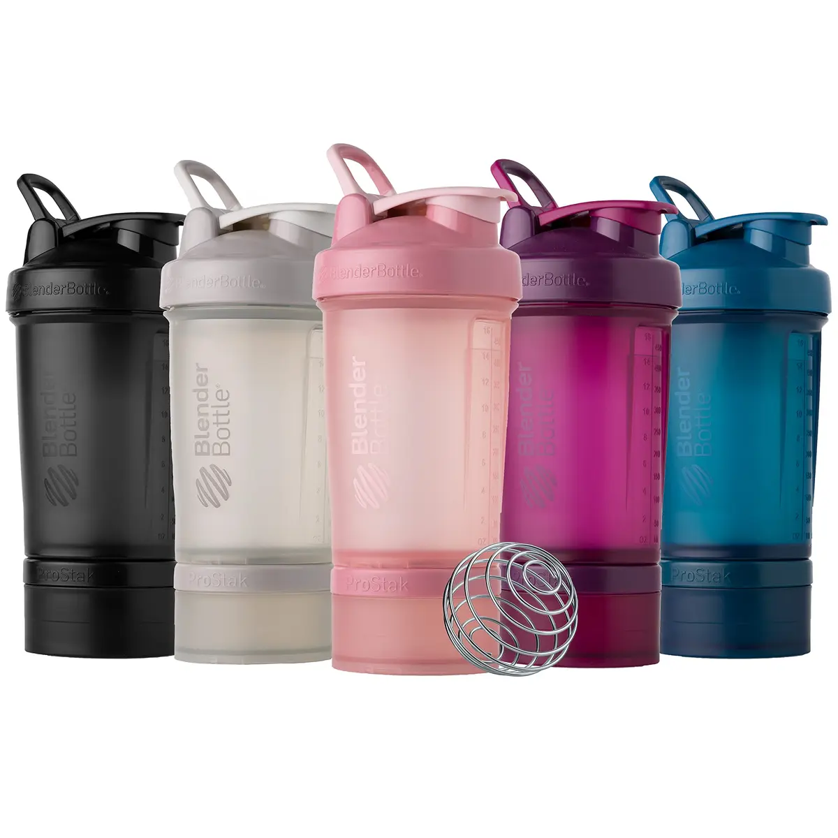 BlenderBottle ProStak Shaker Bottle with Pill Organizer & Storage Jars 650ml (22 oz) Midnight Black | Leak-Proof Protein Shaker for Gym & Athletes - view 7