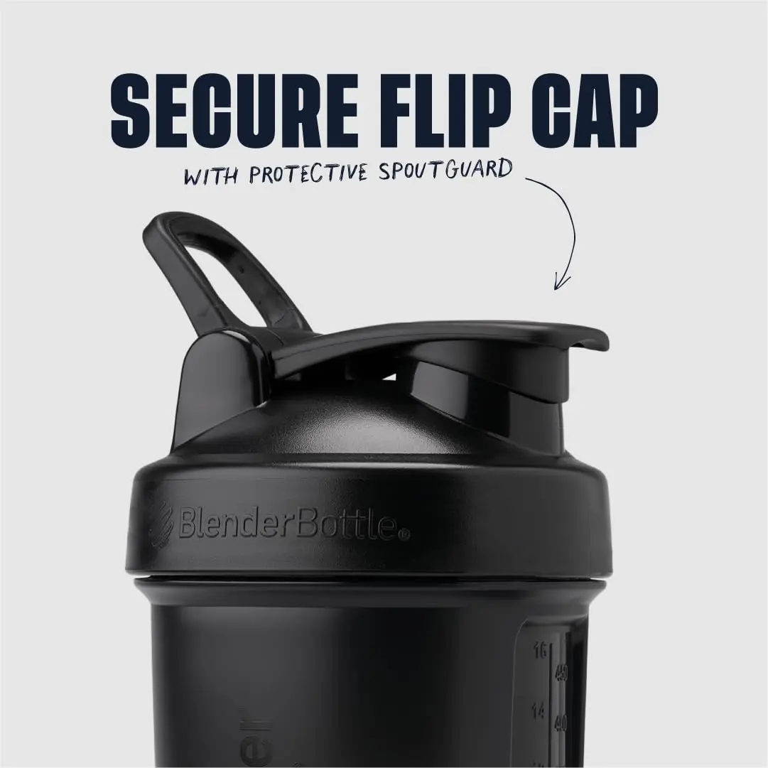 BlenderBottle ProStak Shaker Bottle with Pill Organizer & Storage Jars 650ml (22 oz) Midnight Black | Leak-Proof Protein Shaker for Gym & Athletes - view 3