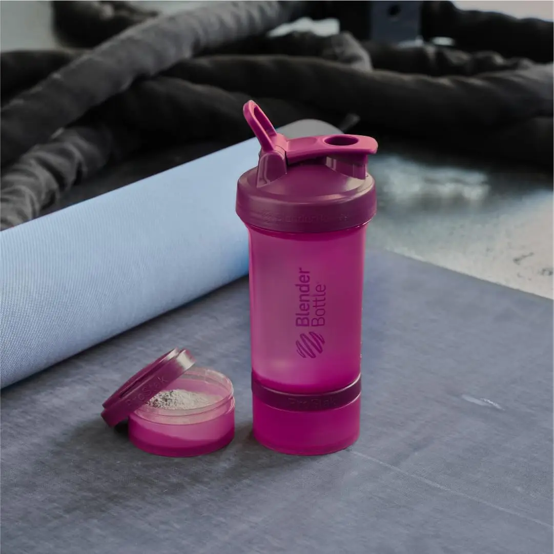 BlenderBottle ProStak Shaker Bottle with Pill Organizer & Storage Jars 650ml (22 oz) Plum | Leak-Proof Mixing System - view 6