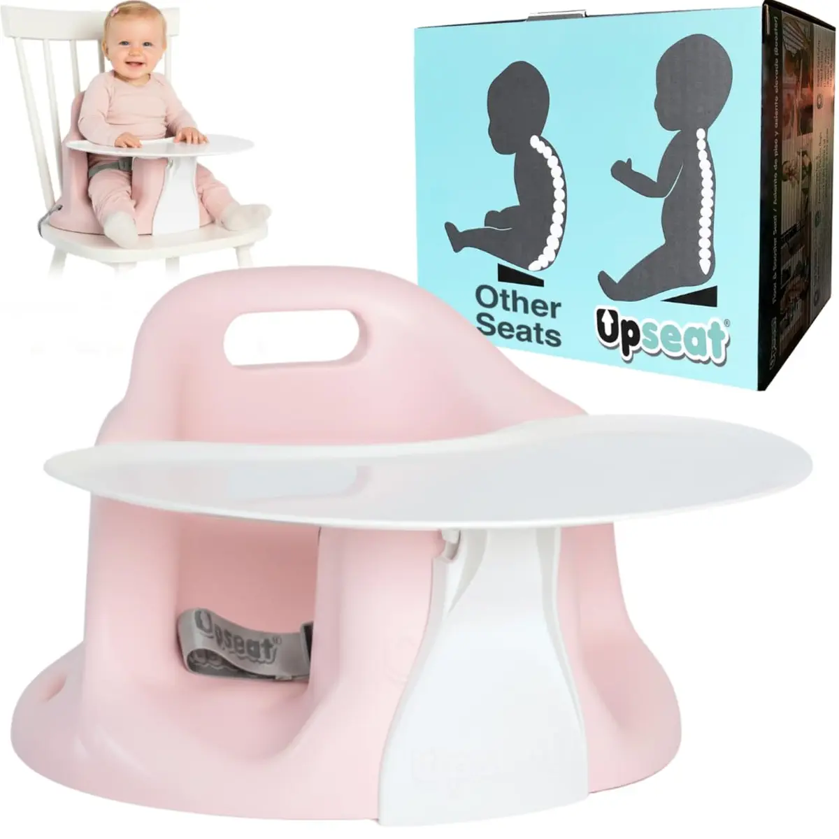 Upseat Baby Floor & Booster Seat with Tray 4-24 Months | Ergonomic & Safe - main product image
