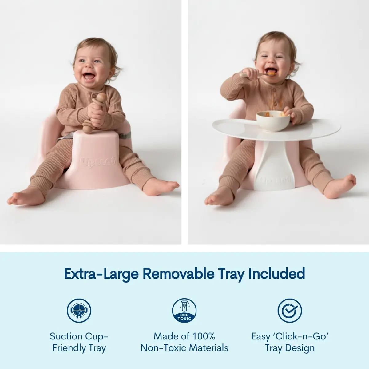 Upseat Baby Floor & Booster Seat with Tray 4-24 Months | Ergonomic & Safe - view 7
