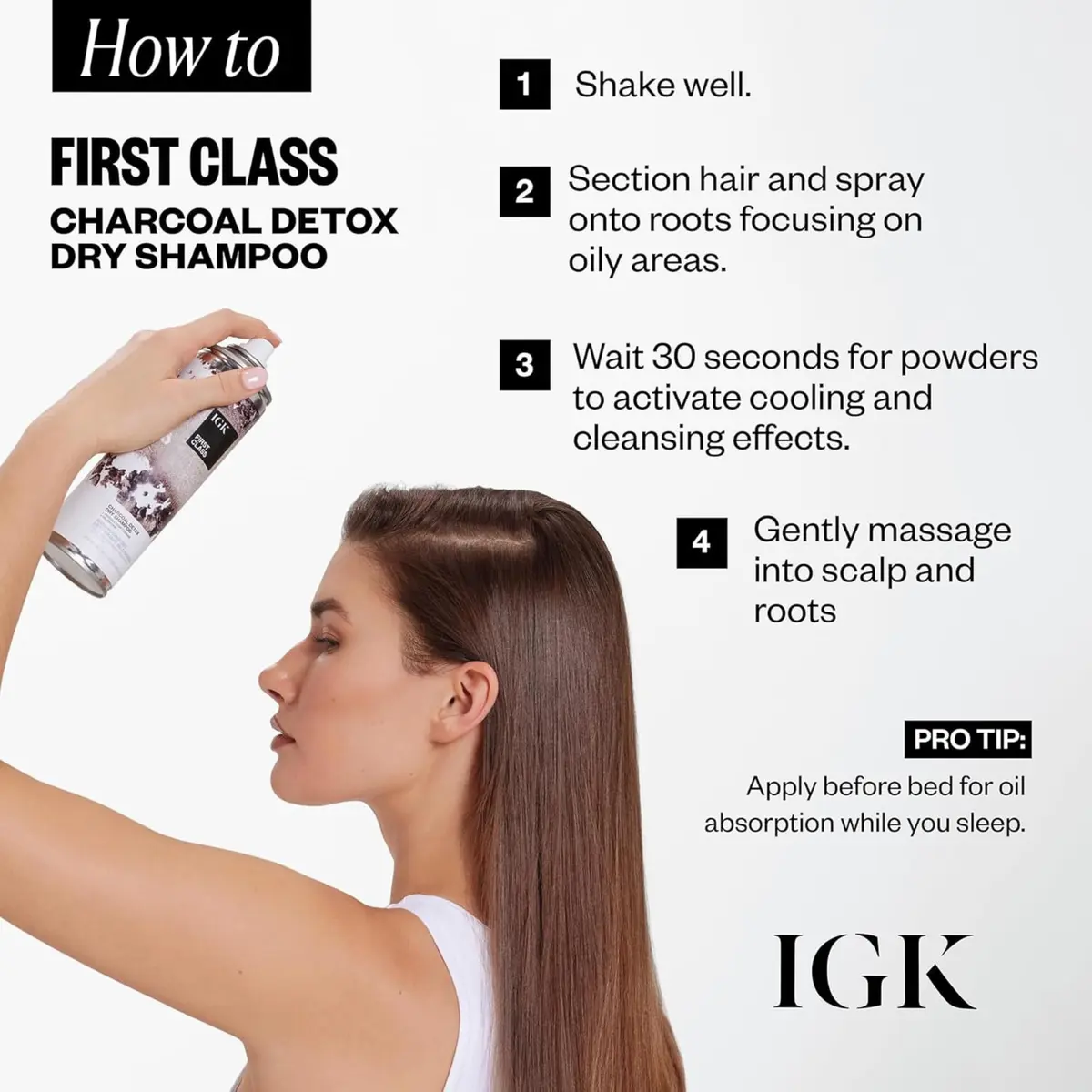 IGK First Class Charcoal Detox Dry Shampoo 6.3 Oz | Heavy-Duty Oil & Odor Absorber for Oily Hair & Scalp - view 6