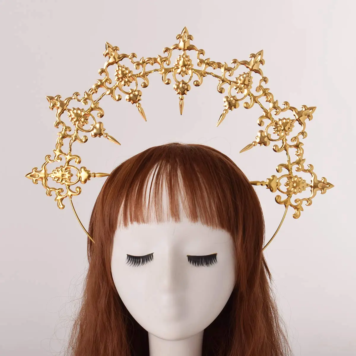 BLESSUME Halo Crown Mary Goddess Headband Women Halloween Costume Headpiece (Gold 1) | Elegant Costume Accessory for Women - view 2