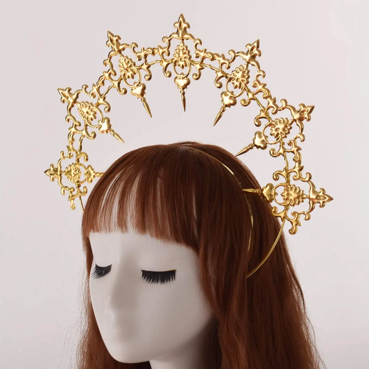 BLESSUME Halo Crown Mary Goddess Headband Women Halloween Costume Headpiece (Gold 1) | Elegant Costume Accessory for Women - view 3