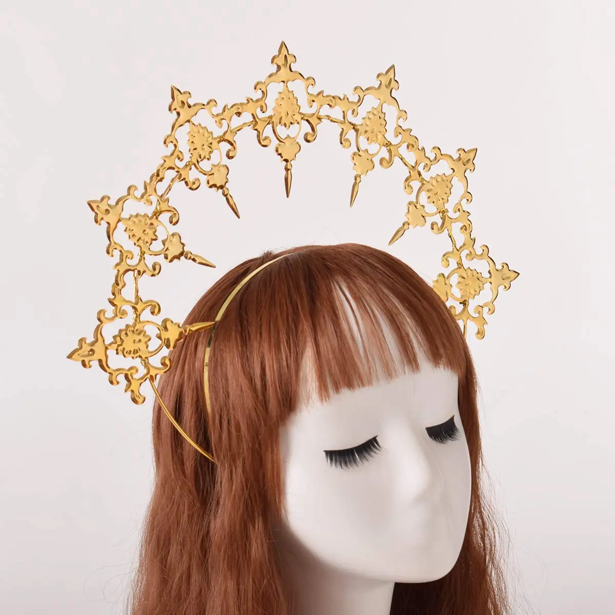 BLESSUME Halo Crown Mary Goddess Headband Women Halloween Costume Headpiece (Gold 1) | Elegant Costume Accessory for Women - view 4