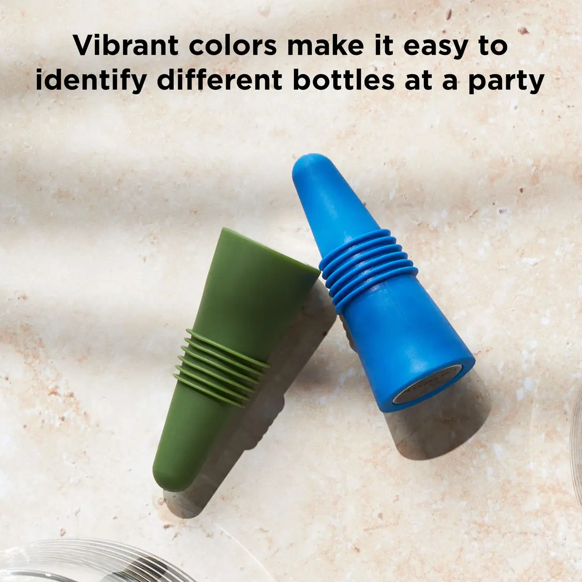 Rabbit Bottle Stopper Set of 2 | Airtight Silicone Wine & Beverage Seal (Blue, 2-Pack) - view 6